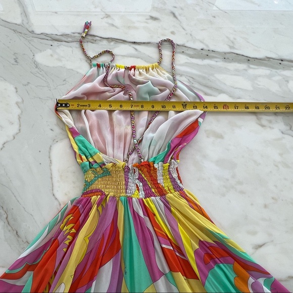 EMILIO PUCCI ORANGE PINK MULTI CHAIN SUNDRESS 9HWG30 SIZE IT42 / US 8 NWOTS! - Picture 12 of 17